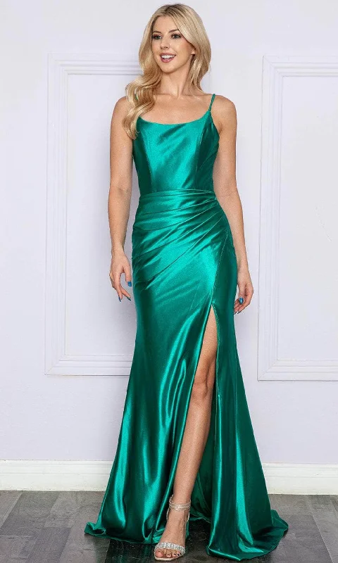 Poly USA 9250 - Scoop Neck Satin Prom Dress A-line unclassified dresses