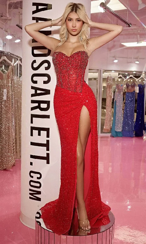 Portia and Scarlett PS24850C - Sweetheart High Slit Evening Gown Backless unclassified dresses