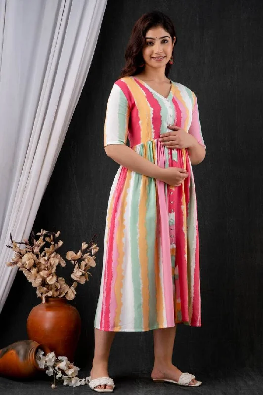 Rainbow Cotton Nursing Dress Graduation unclassified dresses