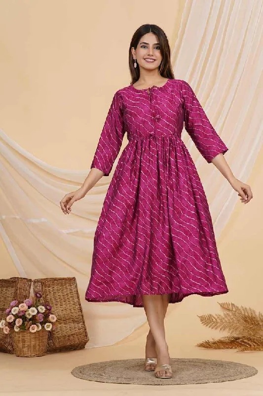 Rose Pink Leheriya Nursing Dress Wedding guest unclassified dresses