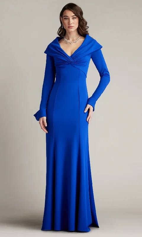 Tadashi Shoji BOS24732L - Pasco Portrait Ruched Sheath Collar Gown Bodycon unclassified dresses