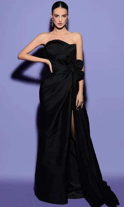 Tarik Ediz 98433 -Bow Detailed Strapless Evening Gown Formal unclassified dresses