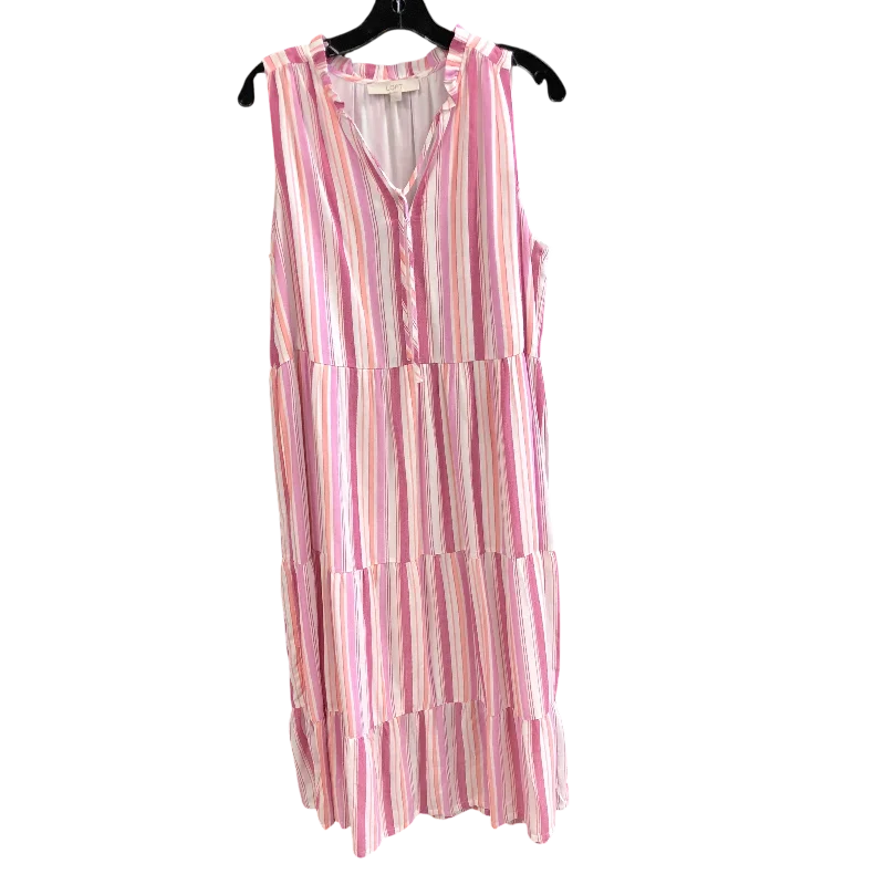 Dress Casual Maxi By Loft In Striped Pattern, Size: L Pleated A-line Skirt