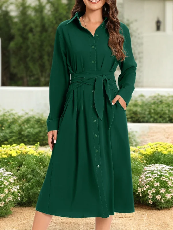 Tie Waist Long Sleeve Dress High-Waisted Maxi Skirt