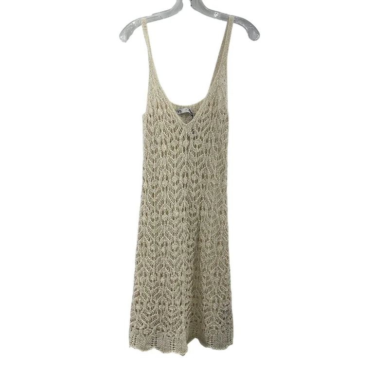 New Zara Cream Women's Crochet Knit Bohemian Cotton Tank Dress S - NWT Vintage Tank Dress