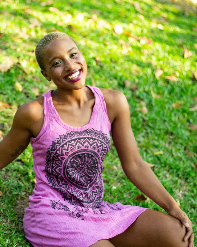 Womens Dreamcatcher Tank Dress in Pink Classic Tank Dress