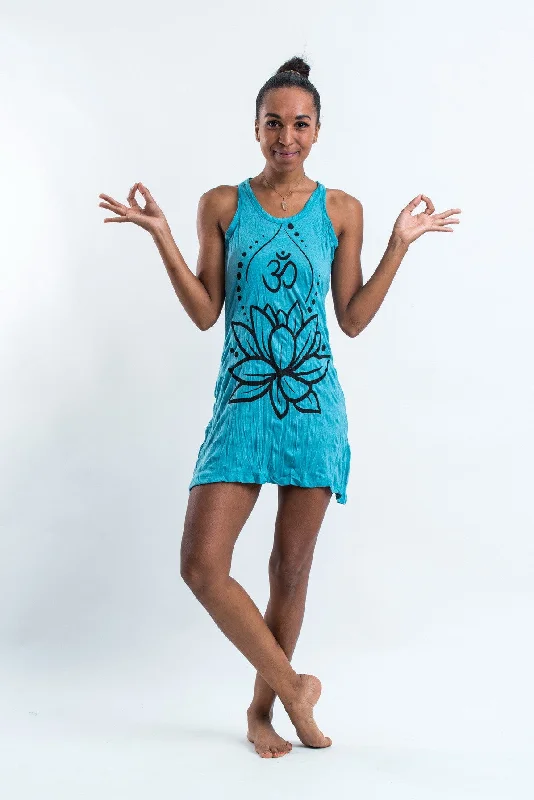 Womens Lotus Om Tank Dress in Turquoise Soft Tank Dress Trend