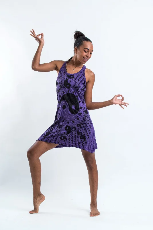 Womens Multi Yin Yang Tank Dress in Purple Summer Ready Tank