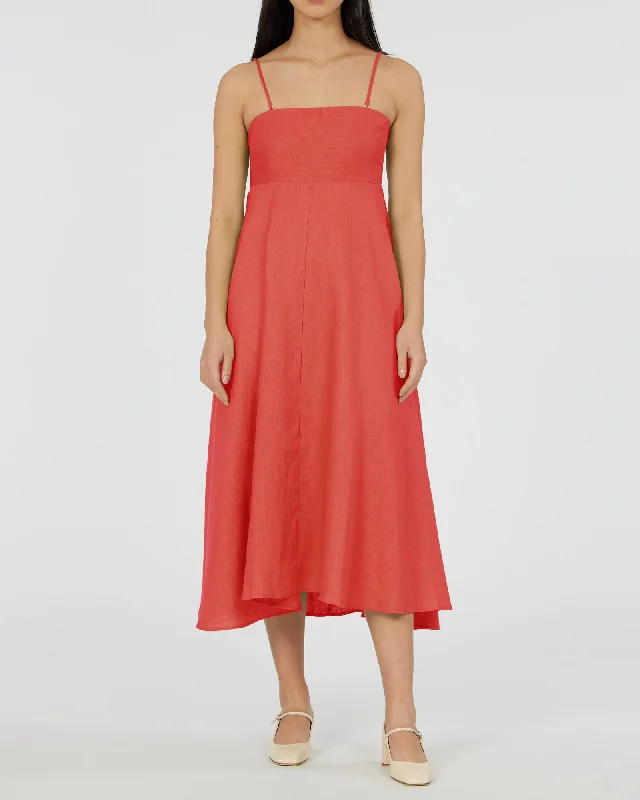 Corinna Linen Midi Dress - Poppy Polka Dot Midi