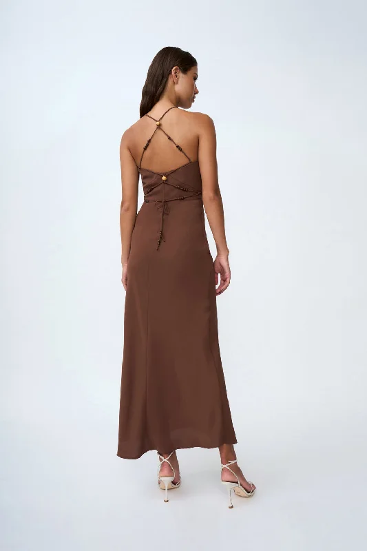 Hana Bias Bead Midi Dress | Final Sale - Chocolate Midi Skirt Trend