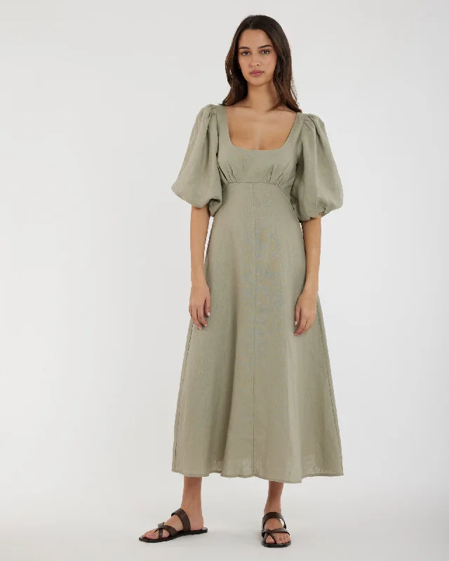 Romilly Linen Midi Dress - Sage Chic Midi Skirt