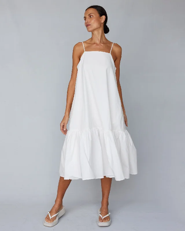 Zadie Poplin Midi Dress - White Maxi Length Midi